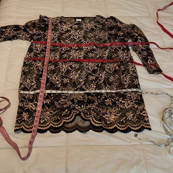 David Rose Sz 16 1/2 Top Tunic Scoop Neck Long Sleeve Floral Sheer Embroidered - Picture 9 of 9